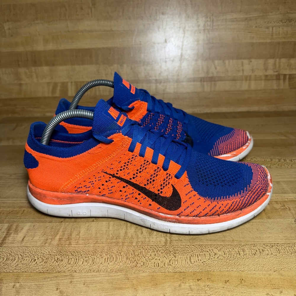 Nike Free 4.0 Flyknit Mens Running Shoes Blue Orange 631053-400 Size 10